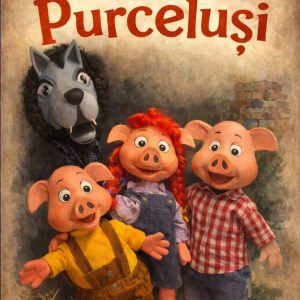 Cei trei purceluși spectacol copii online teatru de păpuși CREAS